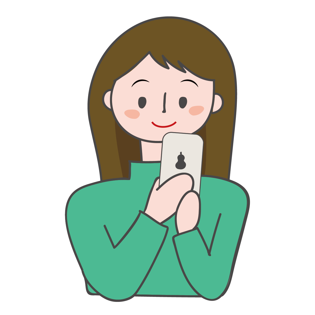スマートフォン スマフォ 携帯電話 を見ている女性のイラスト 商用フリー 無料 のイラスト素材なら イラストマンション