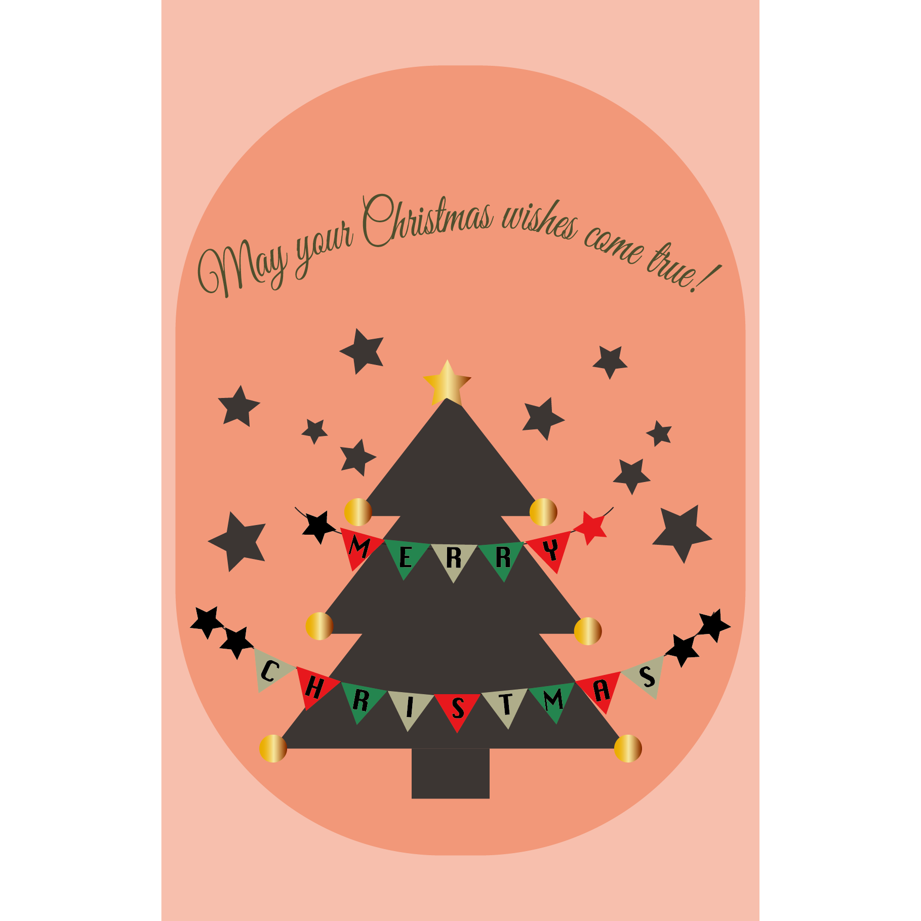クリスマスツリーとガーランドのクリスマスカード イラスト 商用フリー 無料 のイラスト素材なら イラストマンション