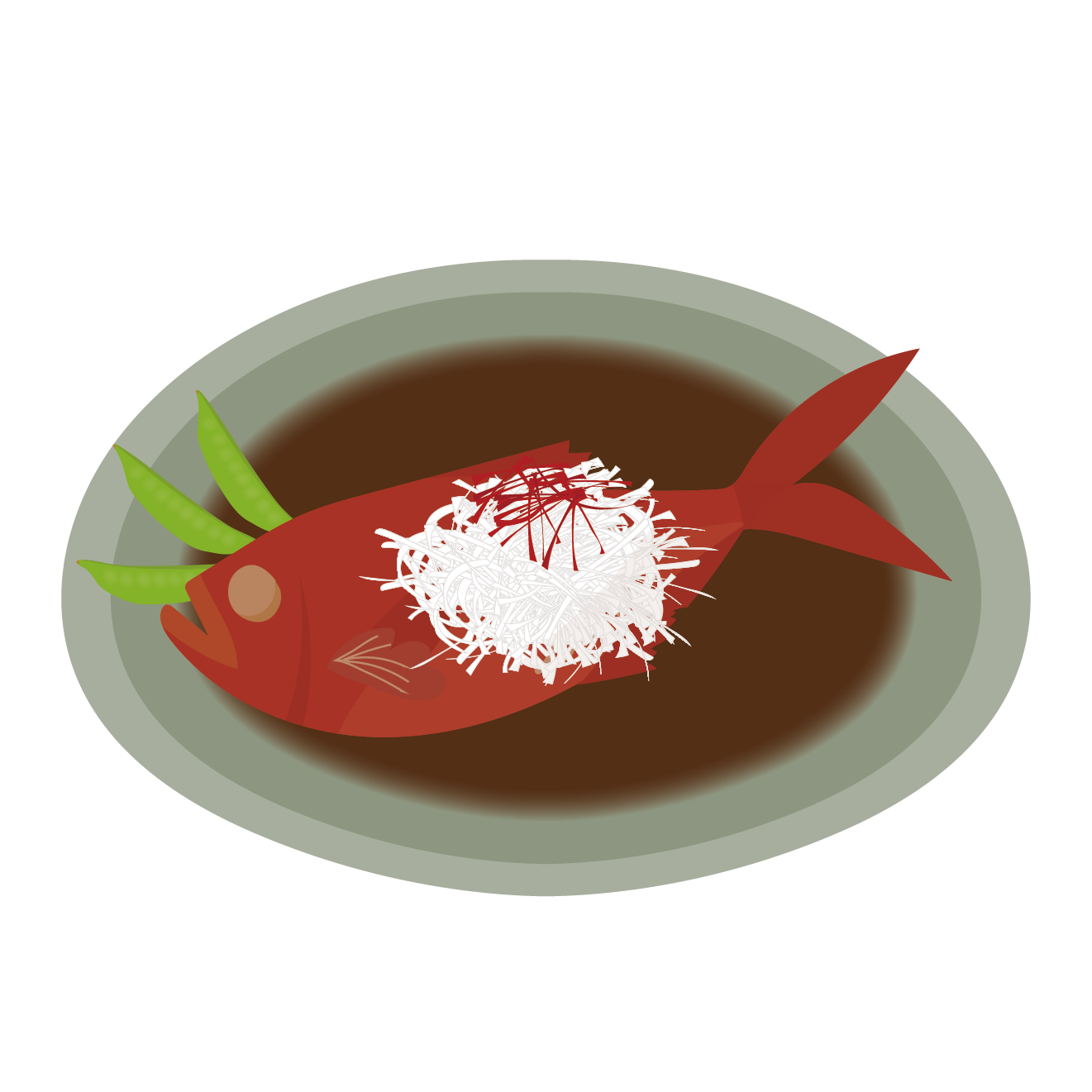 金目鯛 キンメダイ の煮付けの白髪葱和えのイラスト 商用フリー 無料 のイラスト素材なら イラストマンション
