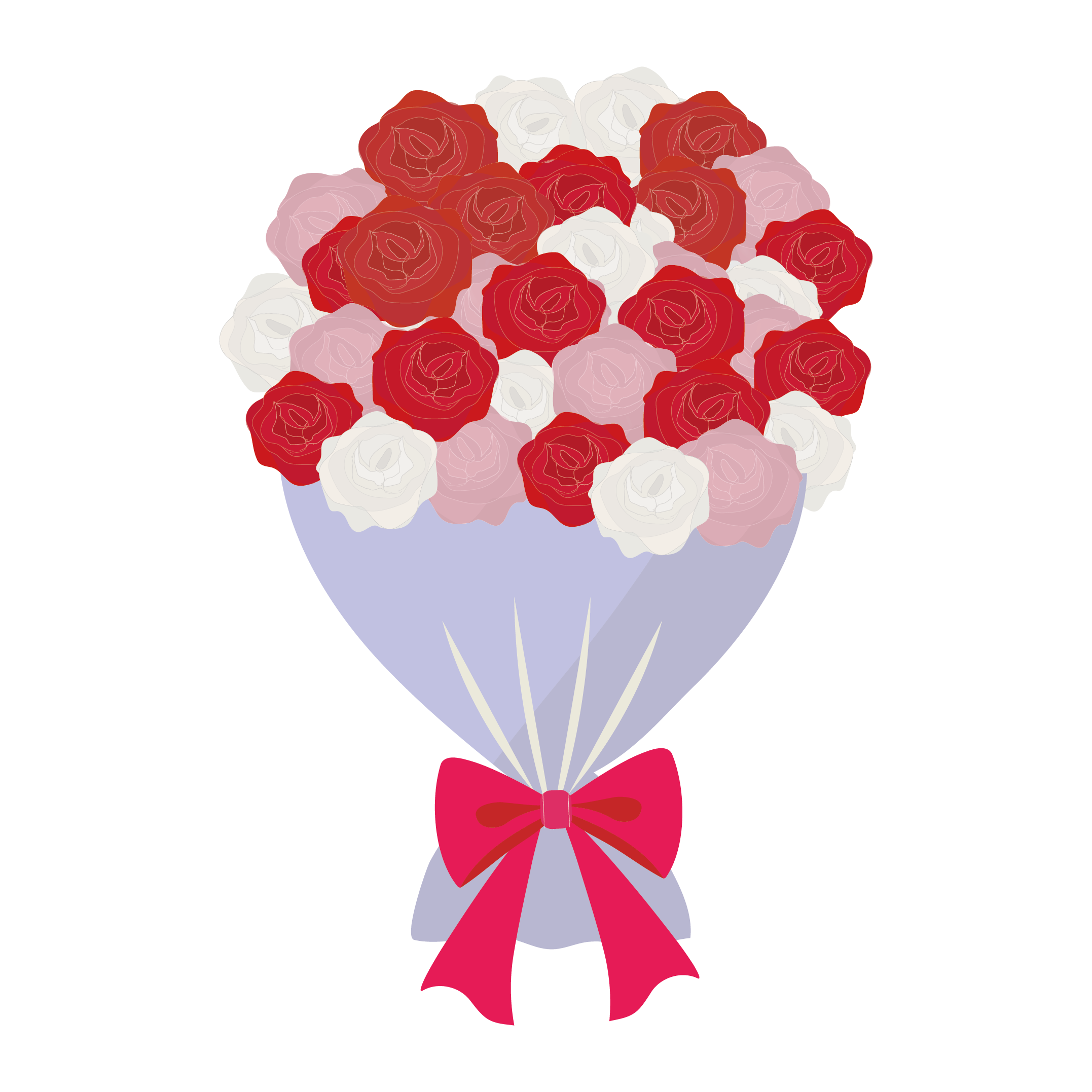 ラブリーな薔薇 バラ の花束の フリー イラスト 商用フリー 無料