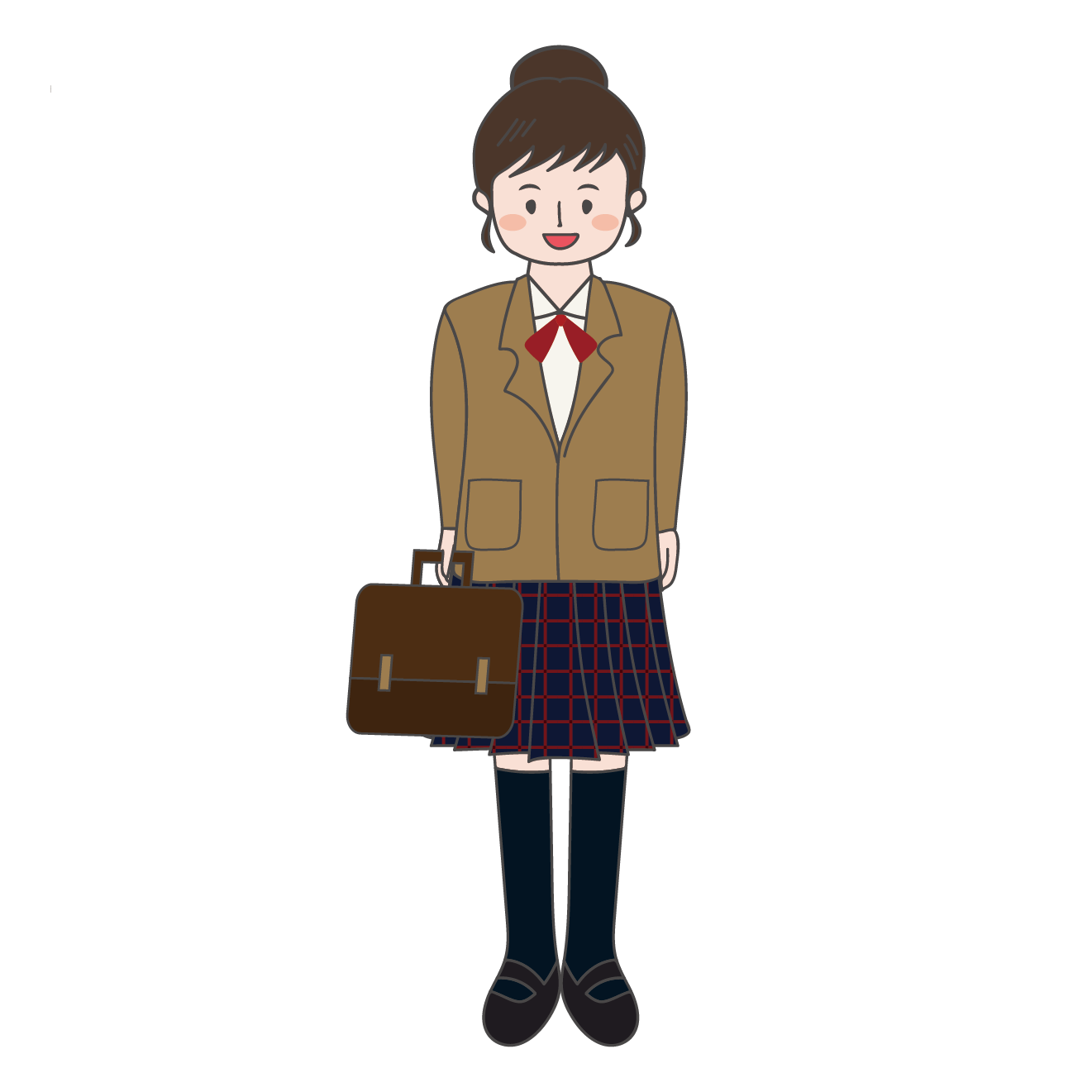 制服を着た中学生の女の子のイラスト 商用フリー 無料 のイラスト
