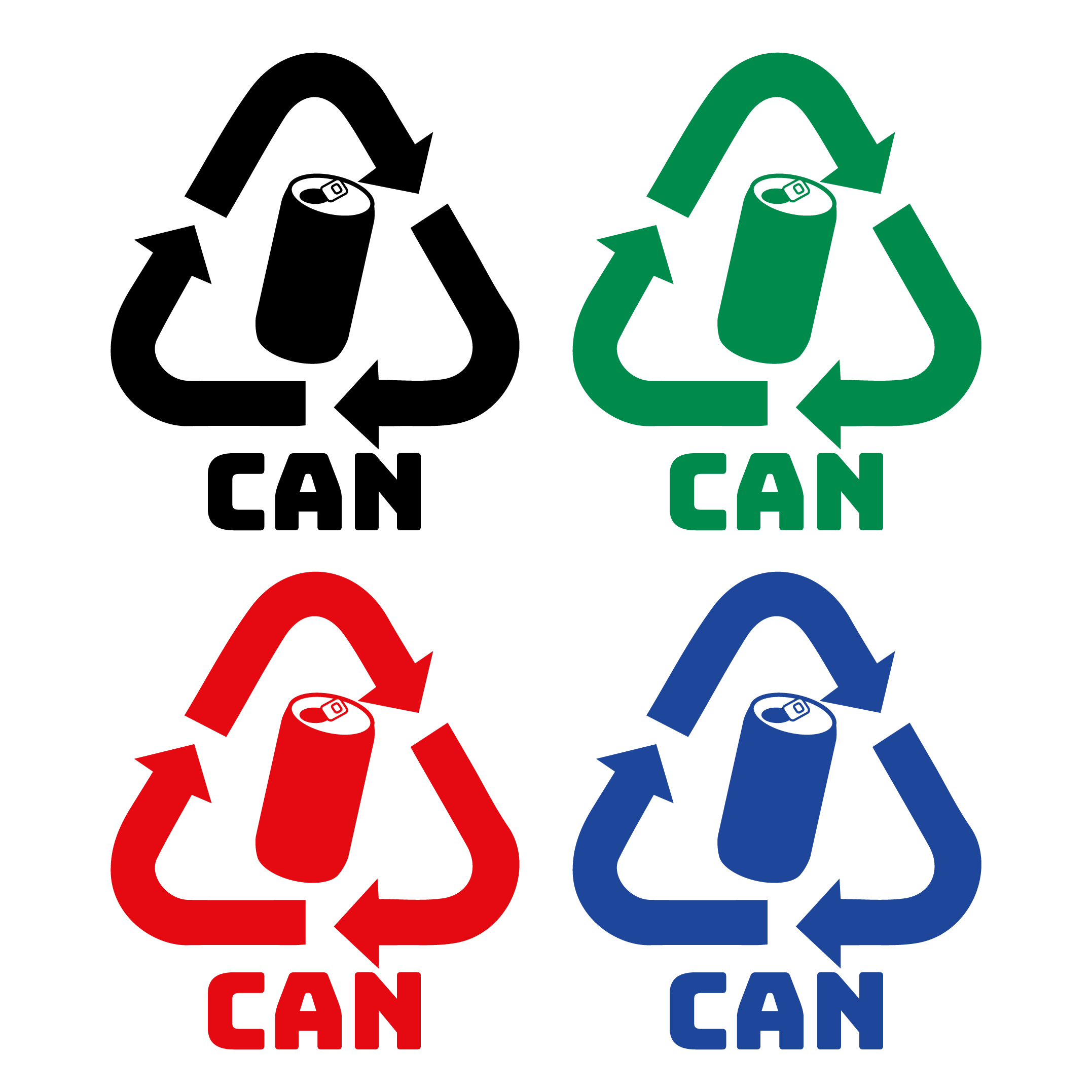 缶のリサイクルマークのイラスト４色 ゴミの分別 商用フリー 無料 のイラスト素材なら イラストマンション