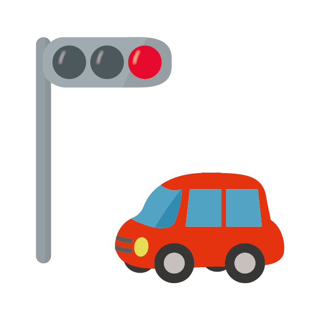 赤信号で信号待ちをしている車 自動車 のイラスト 商用フリー 無料 のイラスト素材なら イラストマンション