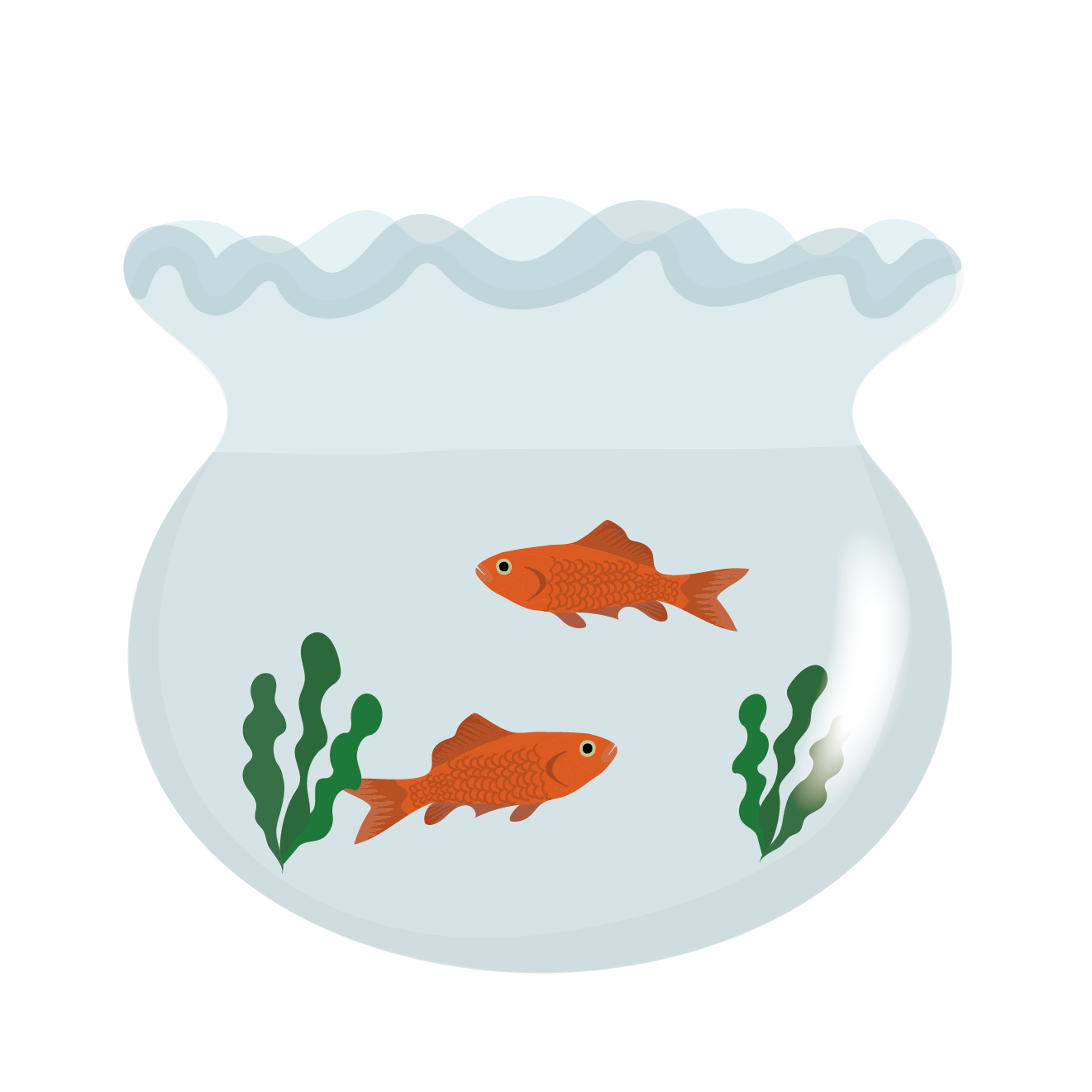 金魚鉢と金魚の のほほ ん イラスト 商用フリー 無料 のイラスト