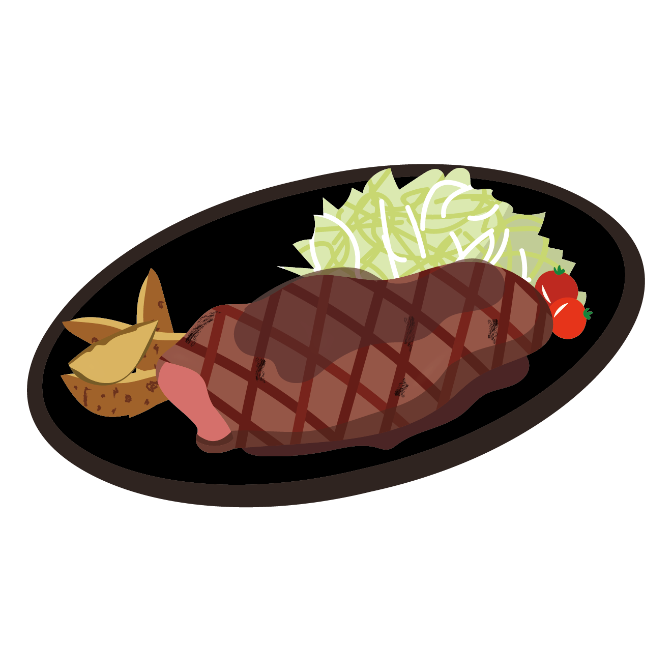 ジューシーで美味しそうなステーキのイラスト お肉 牛肉 商用フリー 無料 のイラスト素材なら イラストマンション