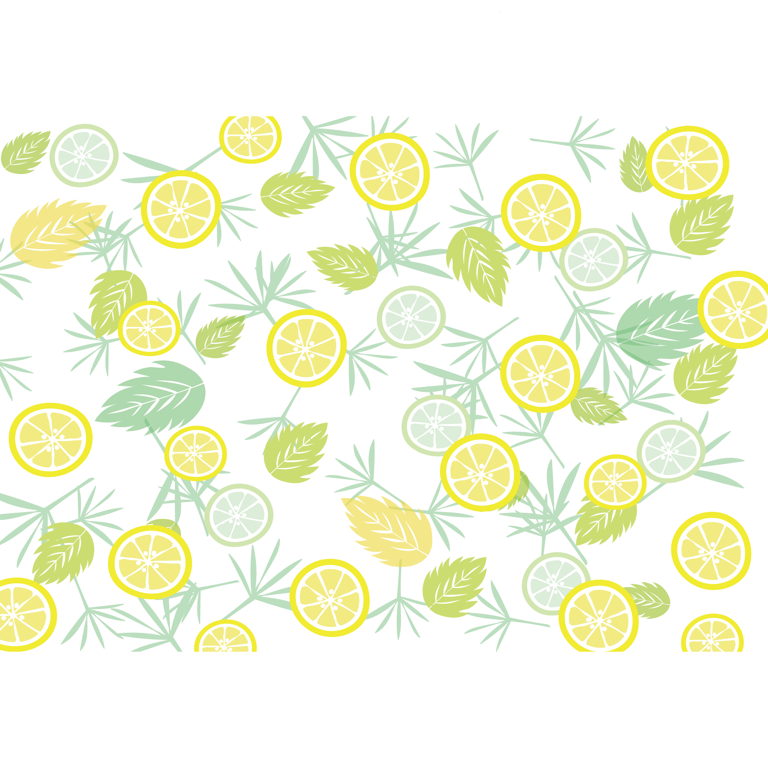 爽やかな葉っぱとレモンとライムのイラスト デザイン素材 背景