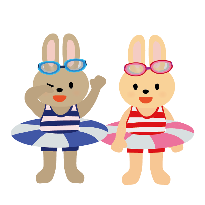浮き輪 うきわ とウサギの子供 こども 水遊び イラスト 商用フリー 無料 のイラスト素材なら イラストマンション