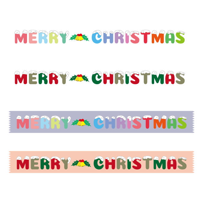 クリスマス 英語文字 ロゴ マスキングテープ 横長の イラスト