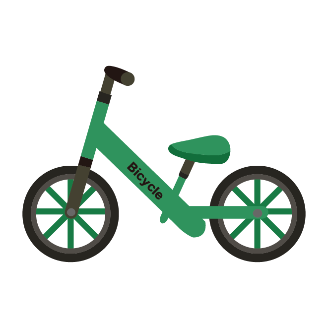 人気の 子供の自転車 ペダルなし ランニングバイク 緑色 イラスト 商用フリー 無料 のイラスト素材なら イラストマンション