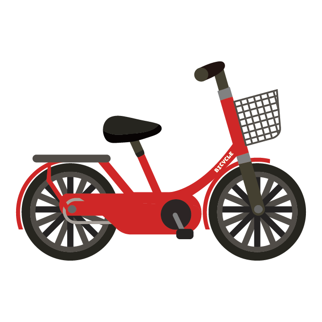 オシャレな 自転車 二輪車 カゴ付き レッドのイラスト 商用フリー 無料 のイラスト素材なら イラストマンション