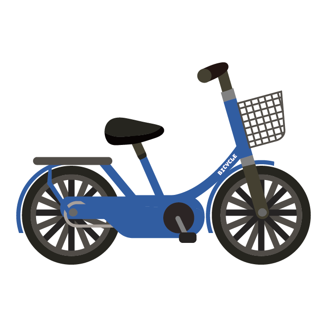 オシャレな 自転車 二輪車 カゴ付き ブルーのイラスト 商用フリー 無料 のイラスト素材なら イラストマンション