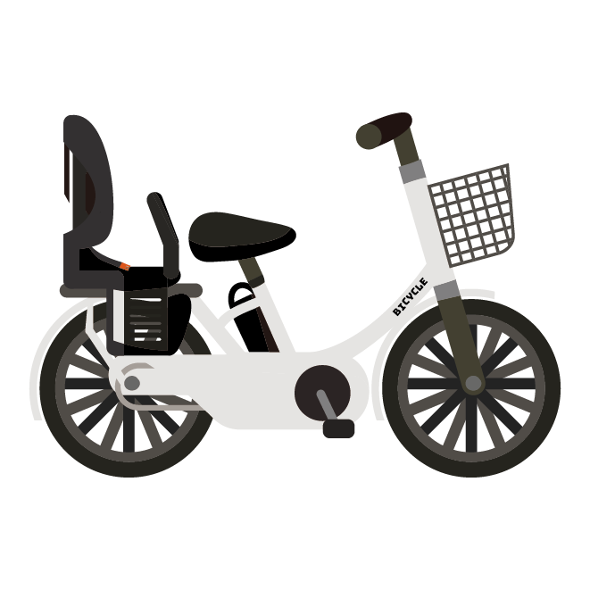 オシャレな電動自転車 ホワイト チャイルドシート 後部 のイラスト 商用フリー 無料 のイラスト素材なら イラストマンション