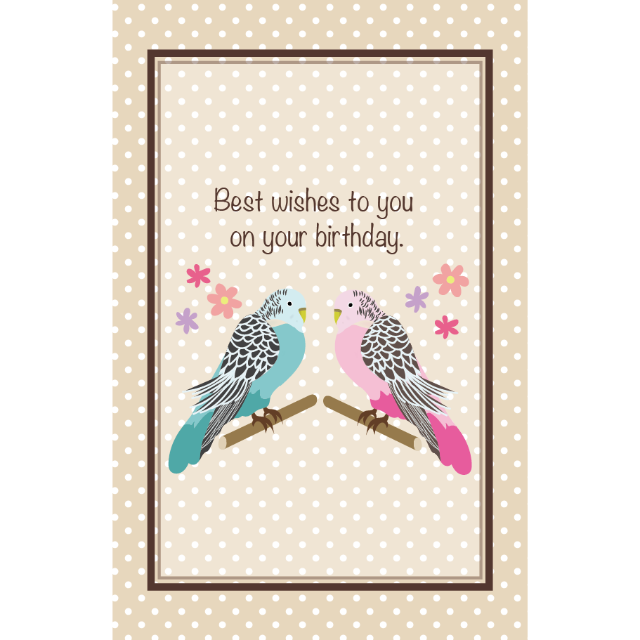 誕生日カード かわいいインコとメッセージを添えて 無料 イラスト 商用フリー 無料 のイラスト素材なら イラストマンション