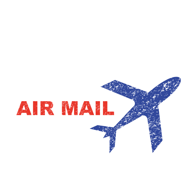 エアメール Air Mail と飛行機のスタンプ イラスト 商用フリー