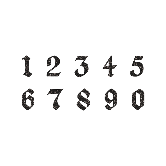 おしゃれ で かっこいい 数字 のシンプル スタンプ 白黒 イラスト