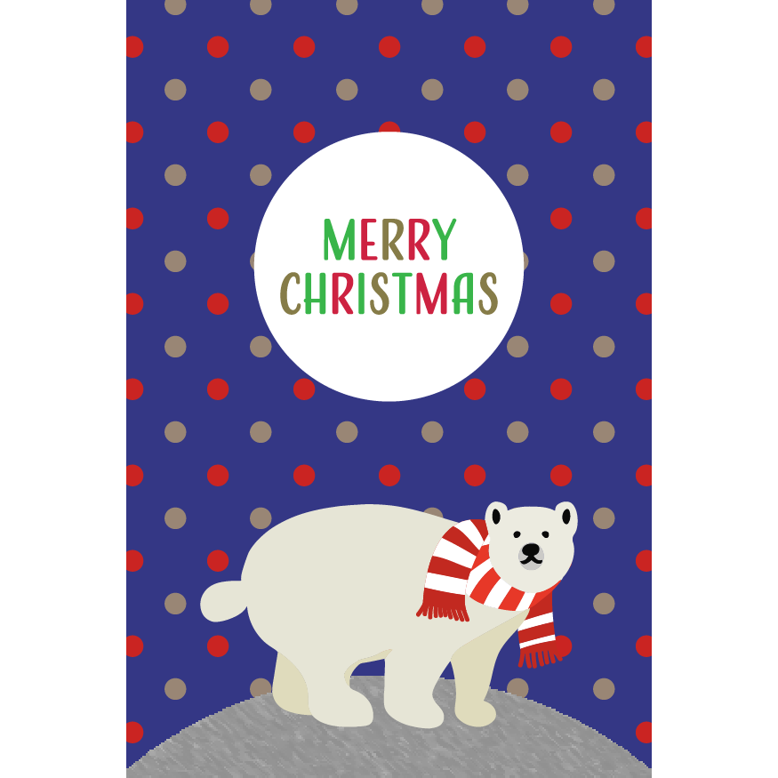 白くま のかわいい 水玉のクリスマス グリーティングカード 縦 イラスト 商用フリー 無料 のイラスト素材なら イラストマンション
