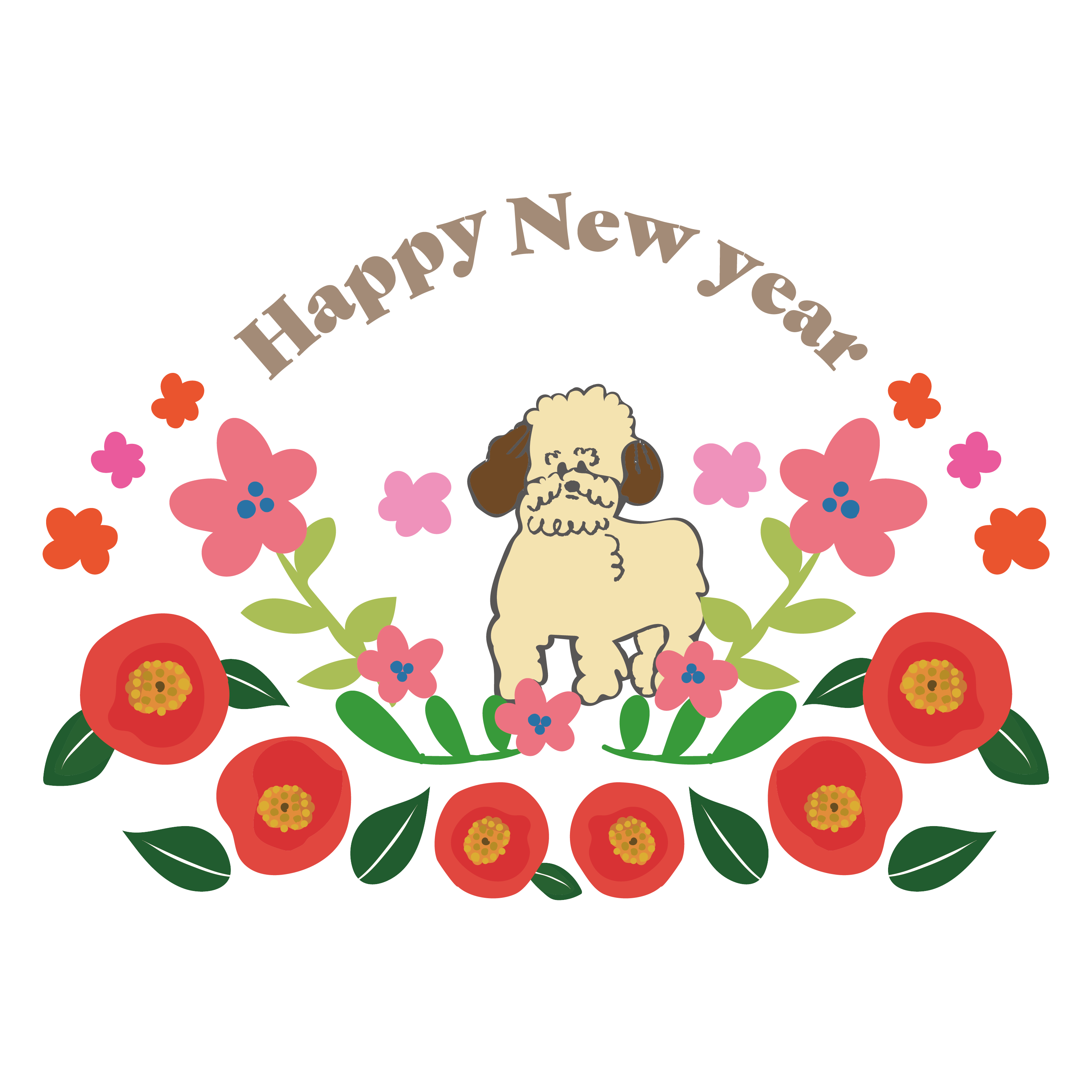 年賀状 18 デザイン おしゃれなトイプードル 犬 イラスト 商用フリー 無料 のイラスト素材なら イラストマンション