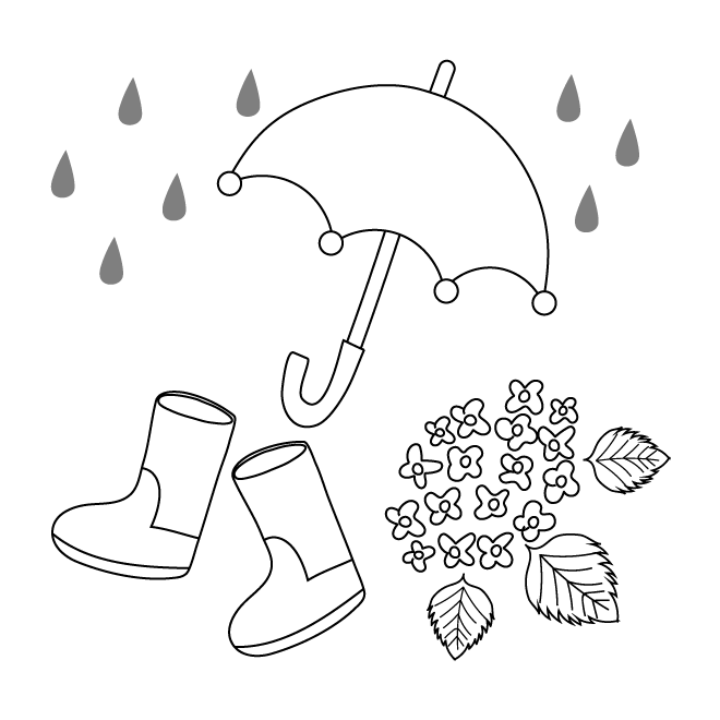 梅雨の時期にぴったり 傘 長靴 紫陽花 イラスト 商用フリー 無料 のイラスト素材なら イラストマンション