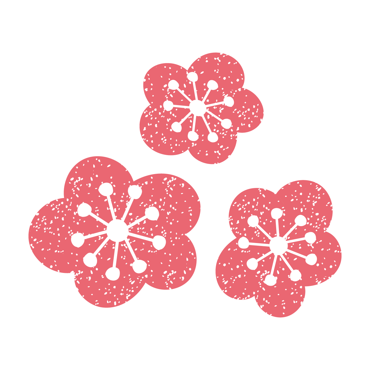 ピンクの梅 ウメ うめ の花のスタンプ イラスト 商用フリー 無料