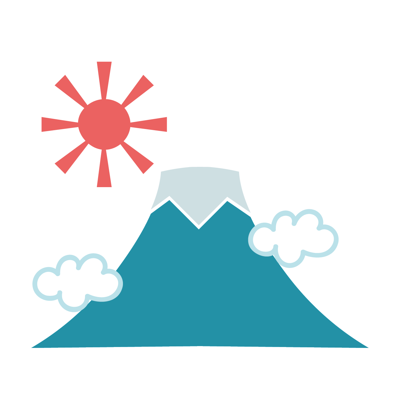 天気は快晴 富士山 ふじさん の初日の出のイラスト 年賀状素材