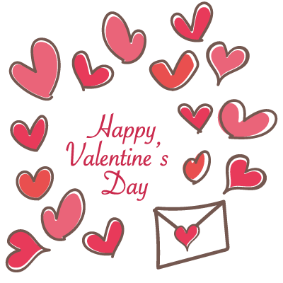 ハートがいっぱいのラブレター Happy Valentine S Dayのイラスト