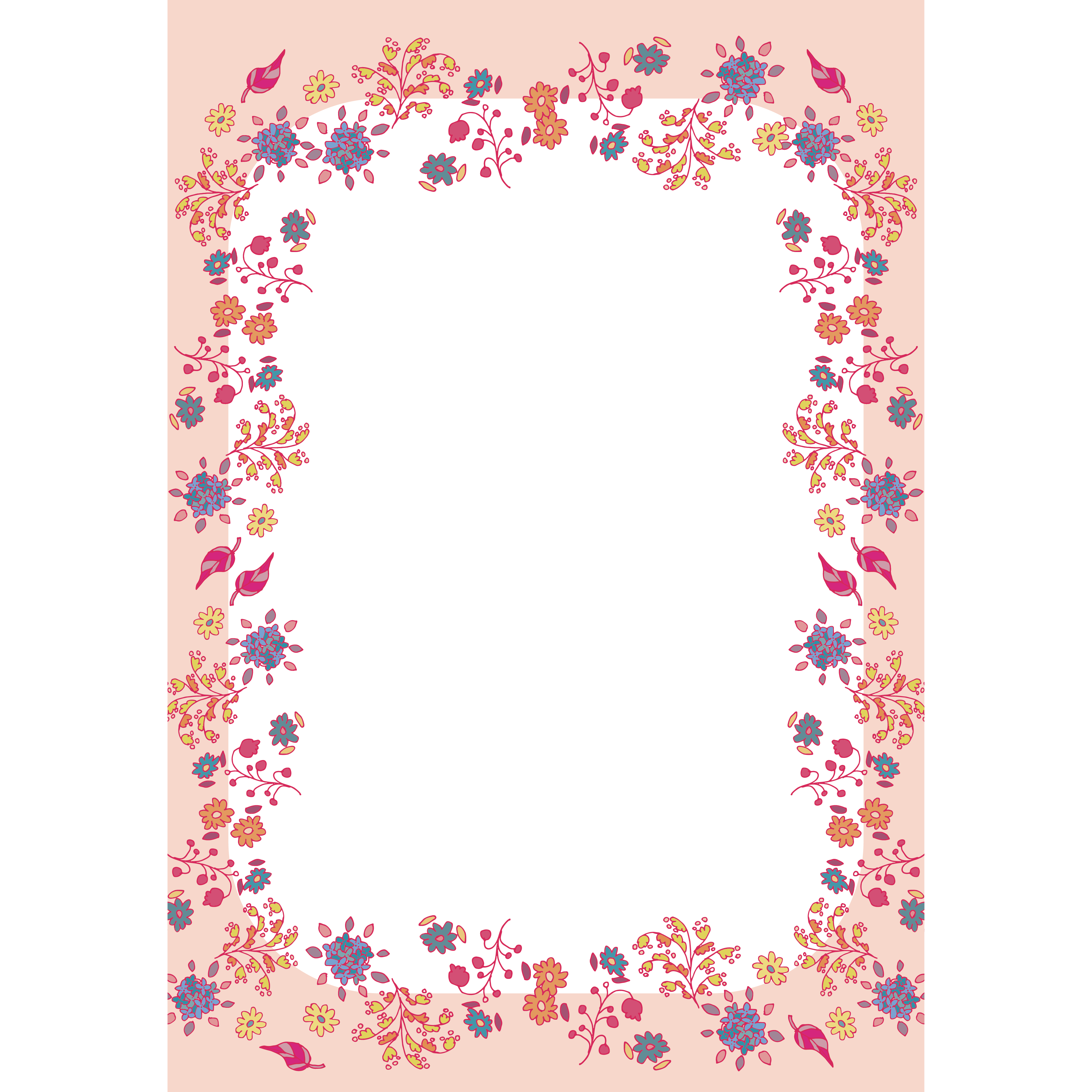 かわいい花柄フレーム 便箋 枠 のイラスト A4サイズ 商用フリー