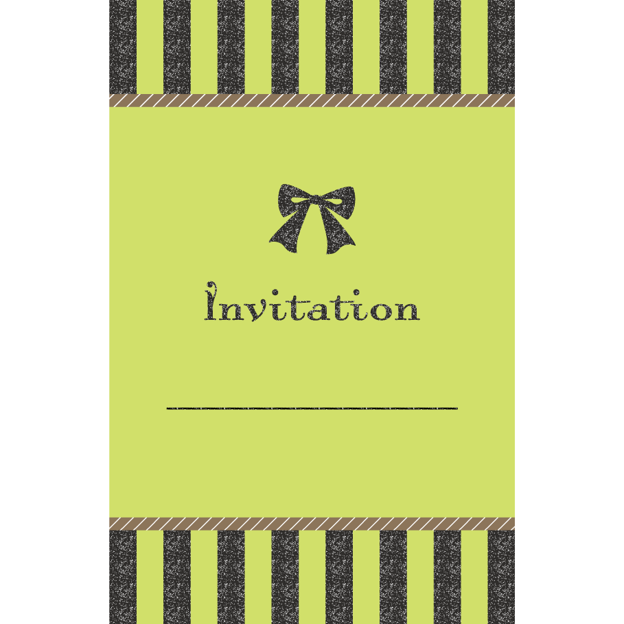 リボンがおしゃれでかわいい♪招待状 テンプレート（緑） イラスト
