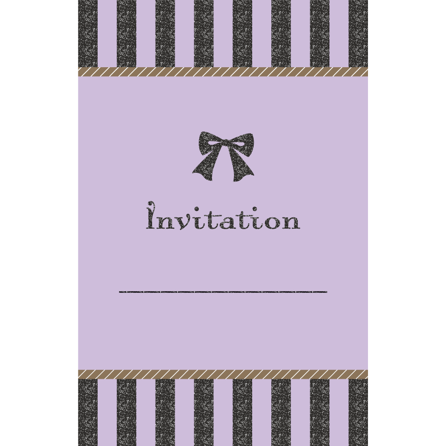 リボンがおしゃれでかわいい♪招待状 テンプレート（紫） イラスト