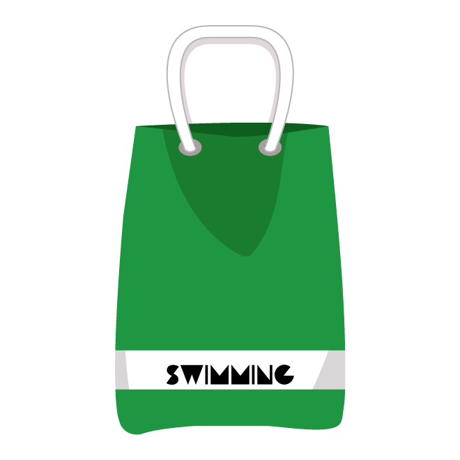 小学生（子供）！水泳バッグ・スイミングバッグ（緑色）無料 イラスト