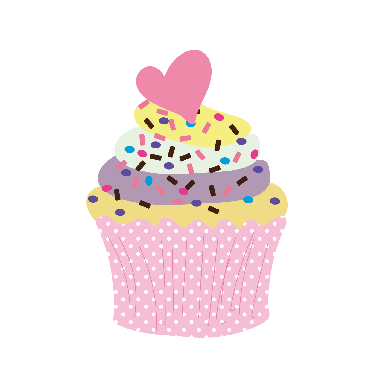 ハートとチョコスプレーのカップケーキ イラスト スイーツ お菓子 商用フリー 無料 のイラスト素材なら イラストマンション