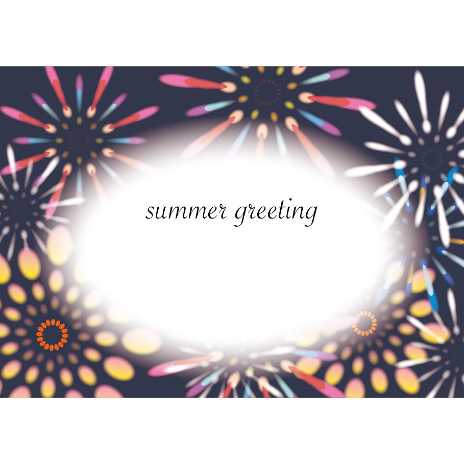 【暑中・残暑見舞い・横】Summer Greeting 打ち上げ花火の イラスト