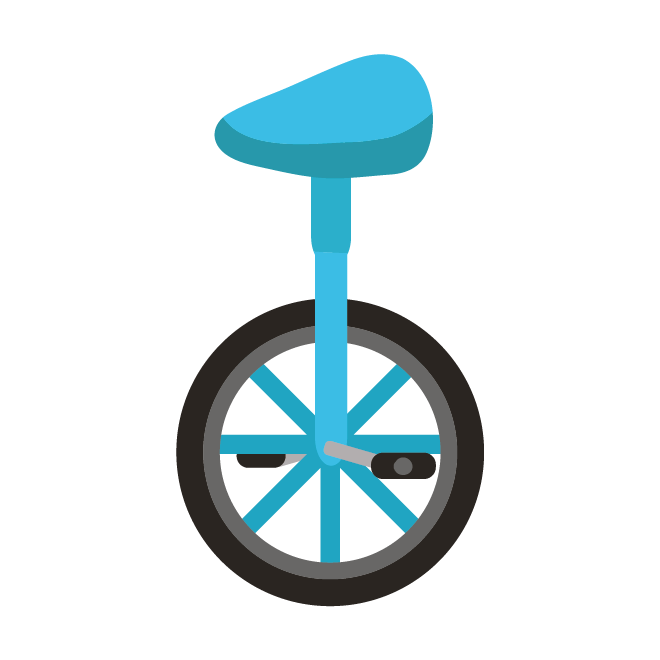 簡単！かわいい♪水色（青、ブルー）の一輪車 フリー　イラスト
