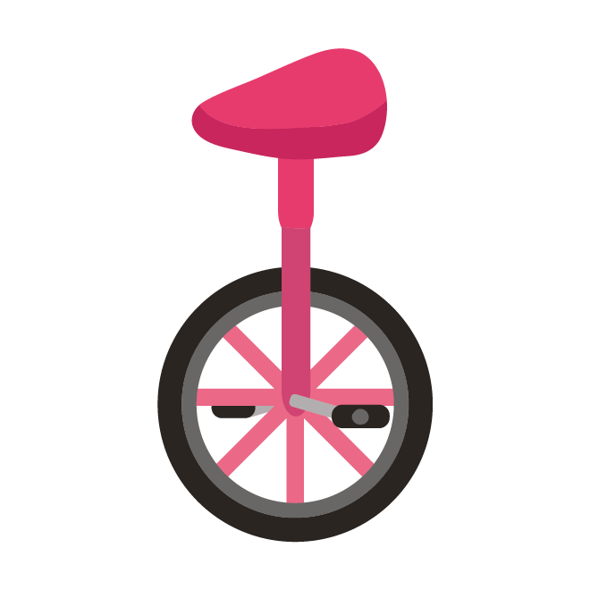 簡単！かわいい♪ ピンク色の 一輪車　無料　イラスト