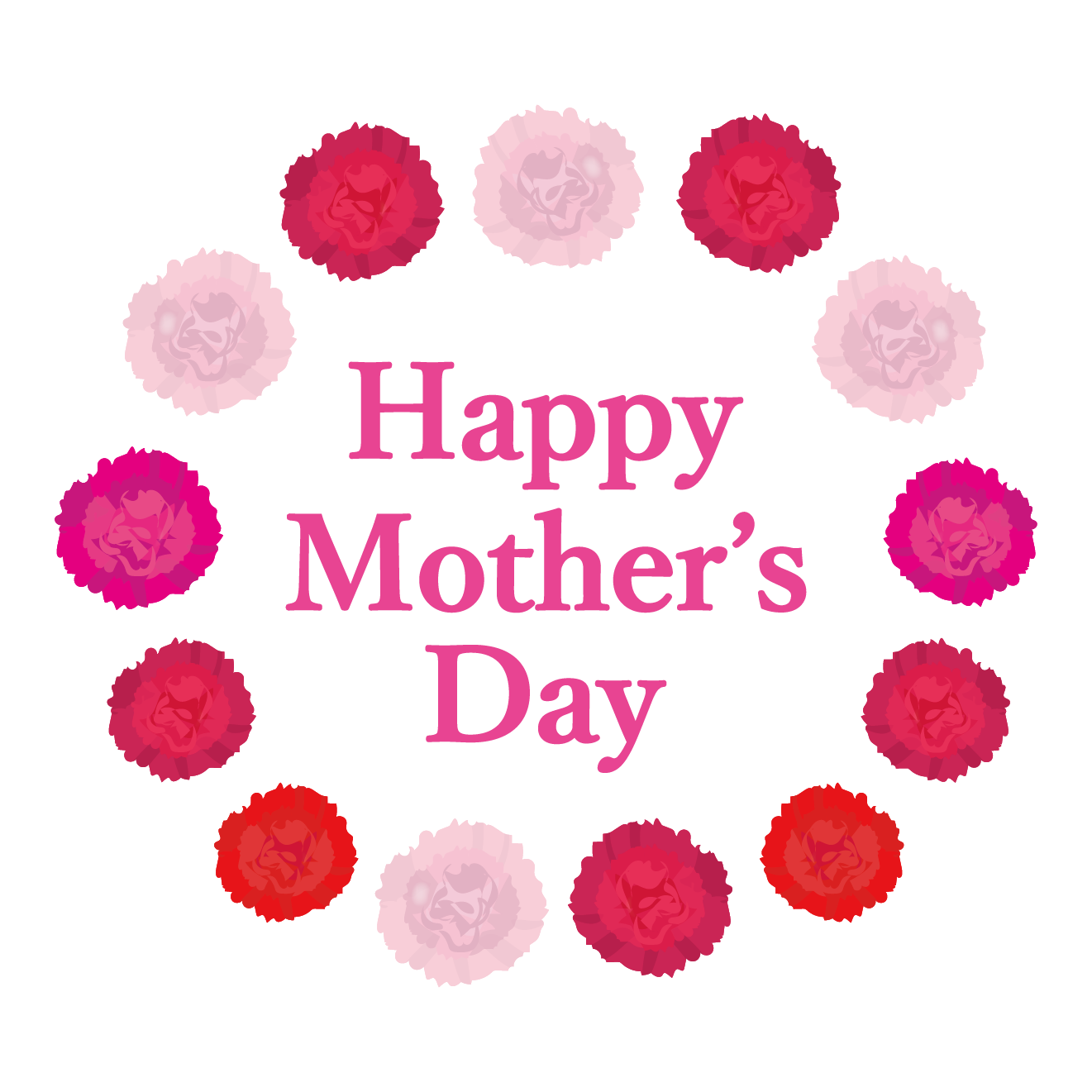 母の日「Happy Mother's Day」ロゴ！カーネーション　イラスト