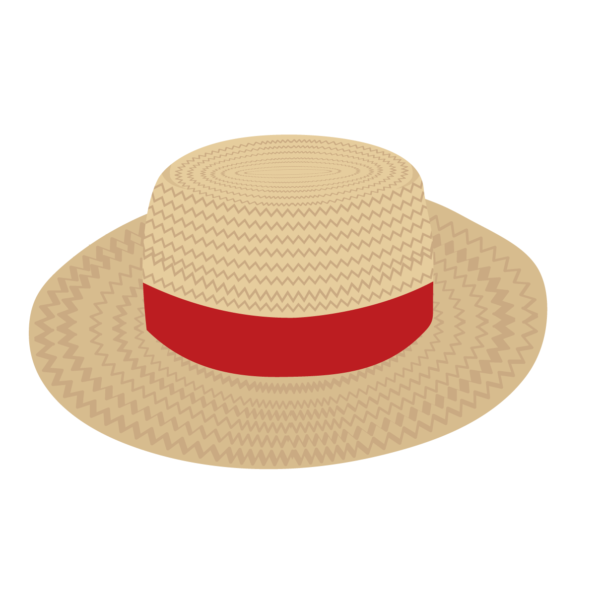夏だ！麦わら帽子 （赤リボン）の フリー　イラスト 