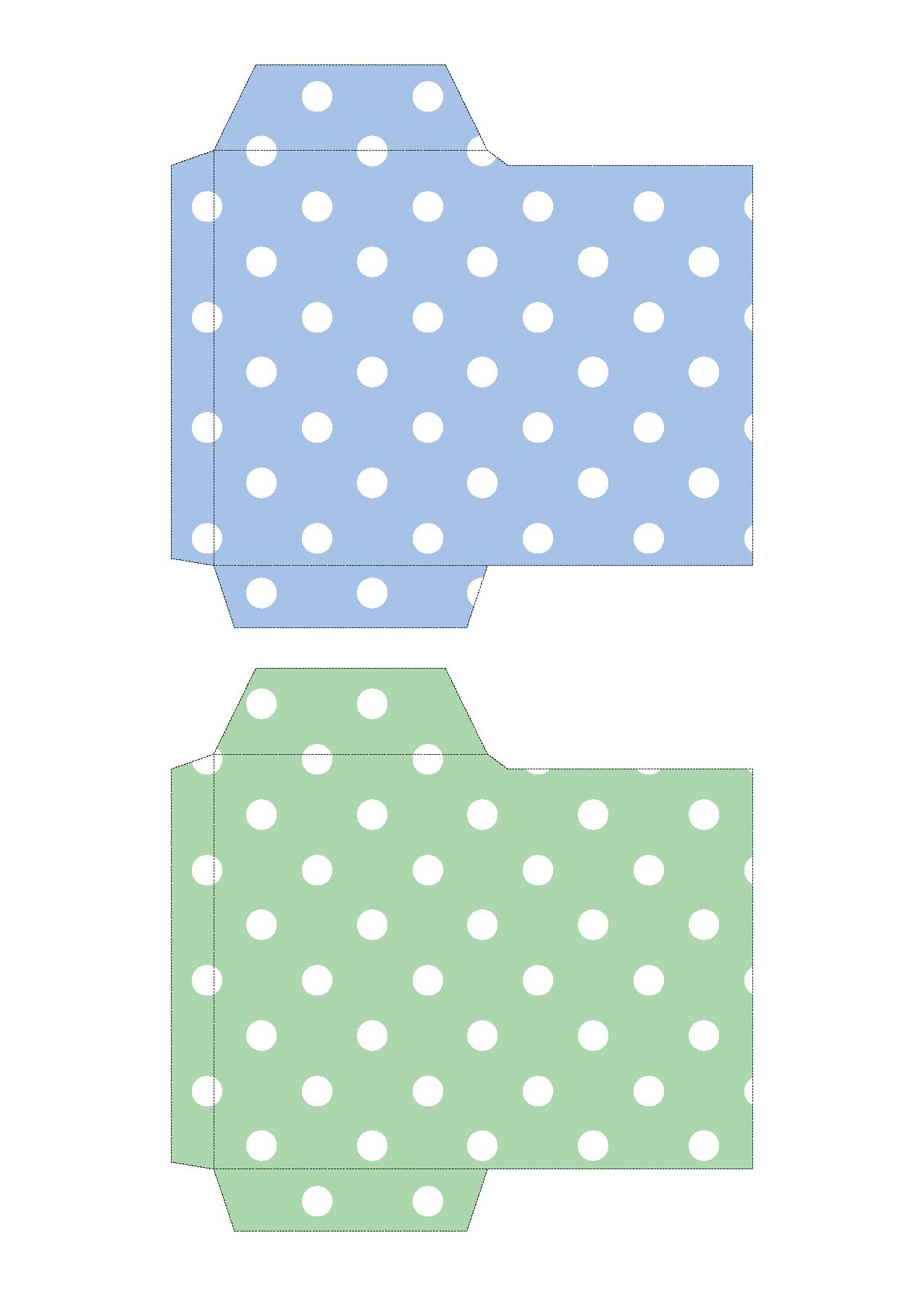  ポチ袋（お年玉袋）のテンプレート　水玉・青・緑　イラスト