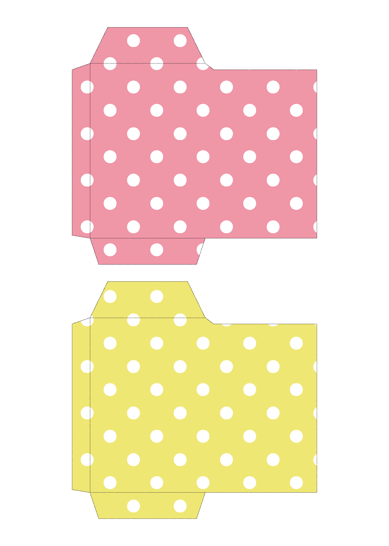 ポチ袋（お年玉袋）のテンプレート　水玉・ピンク・黄色　イラスト