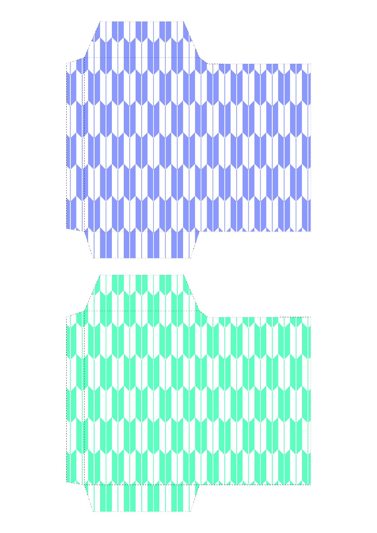 ポチ袋（お年玉袋）のテンプレート　和柄・矢絣（青緑）イラスト