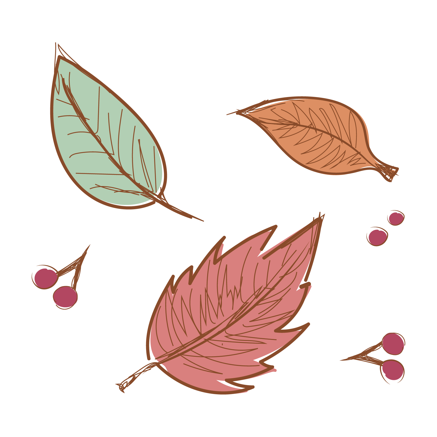 【秋の紅葉】落ち葉（葉っぱ）の 無料　イラスト