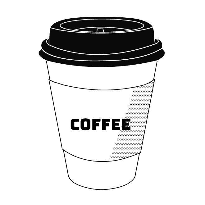 おしゃれ♪ コーヒー(珈琲)・紙カップ 無料 の 白黒 イラスト | 商用フリー(無料)のイラスト素材なら「イラストマンション」