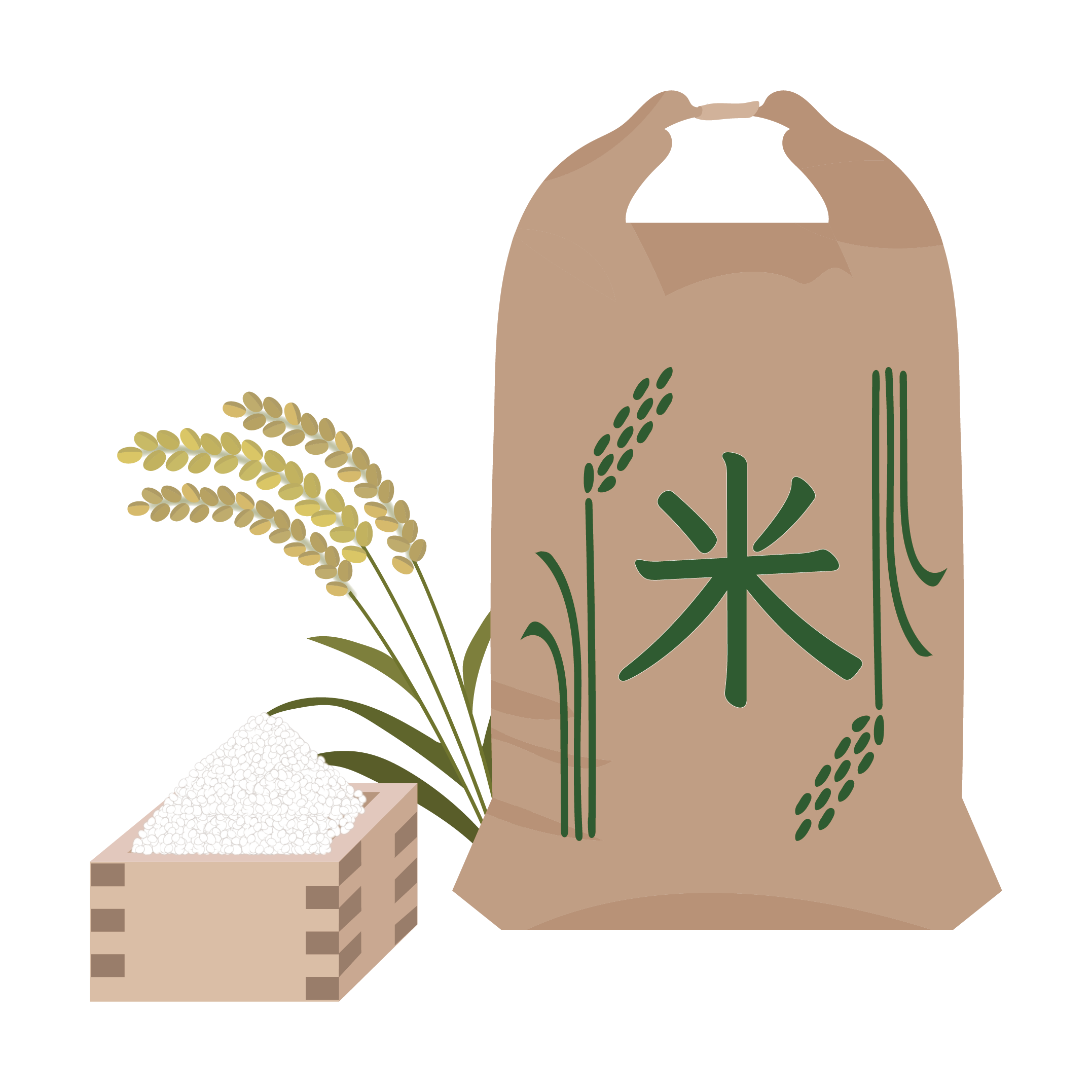 米 イラスト 稲に米袋♪ | 商用フリー(無料)のイラスト素材なら「イラストマンション」