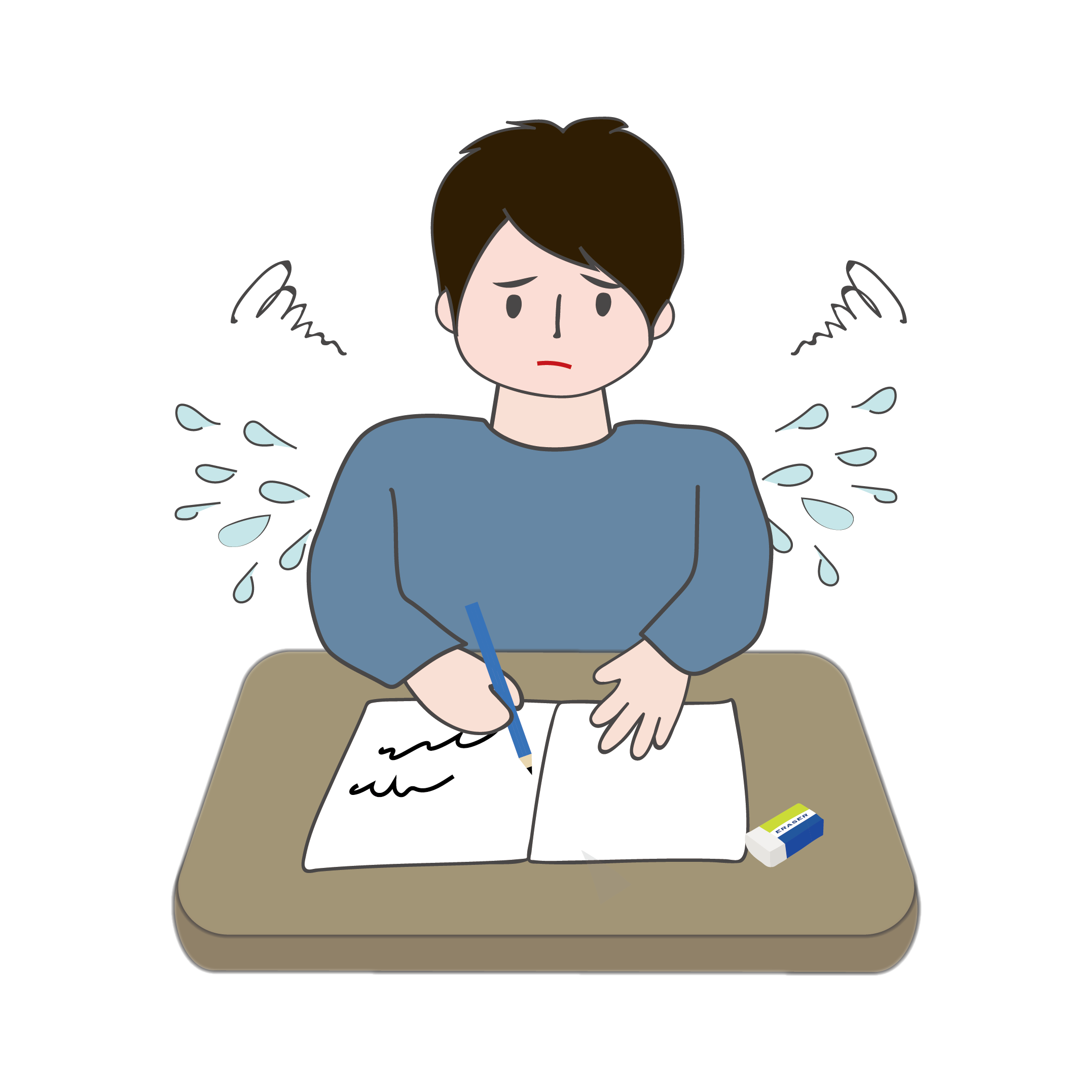 勉強 無料 イラスト素材! 難しい問題に困る男の人（男性） 商用フリー(無料)のイラスト素材なら「イラストマンション」