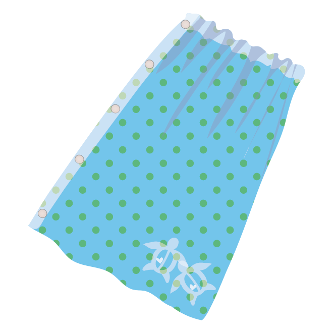 ラップタオル（水泳用巻きバスタオル）ブルー色のイラスト【水遊び】 商用フリー(無料)のイラスト素材なら「イラストマンション」