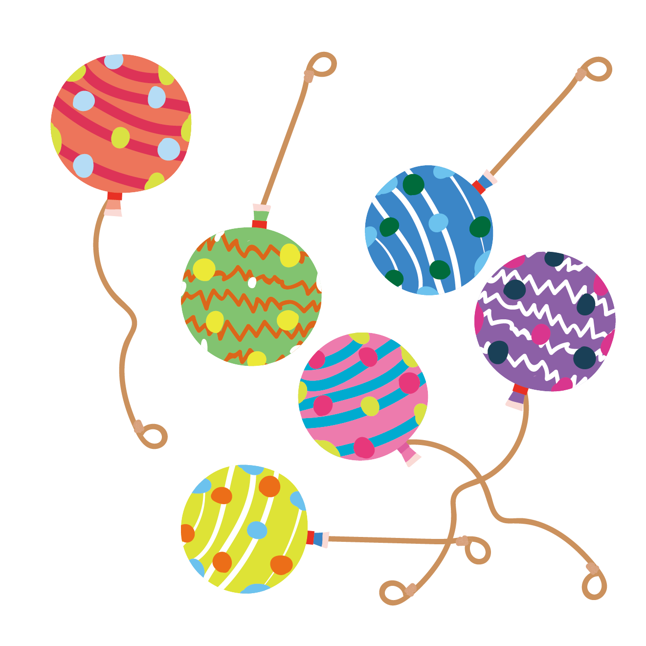 カラフルなヨーヨー（ヨーヨーすくいの風船）イラスト【祭】 商用フリー(無料)のイラスト素材なら「イラストマンション」