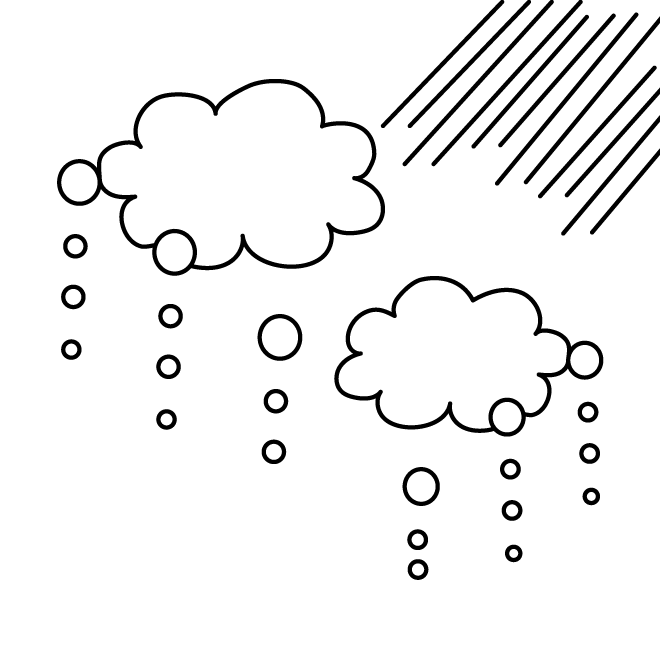 梅雨に便利♪　白黒の無料(フリー）雨雲　イラスト