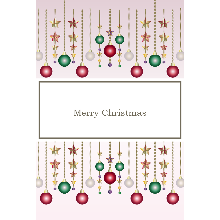 クリスマス飾り（オーナメント）のクリスマスカード （縦）イラスト