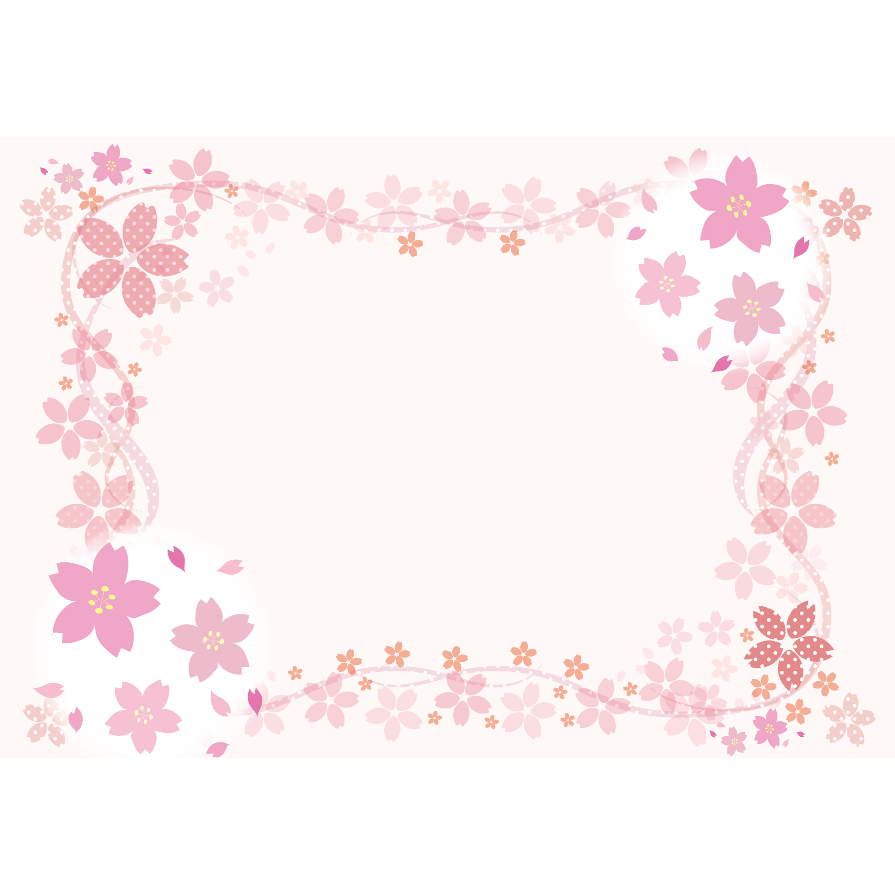 桜（サクラ）の かわいい♪ 無料 枠・フレーム イラスト