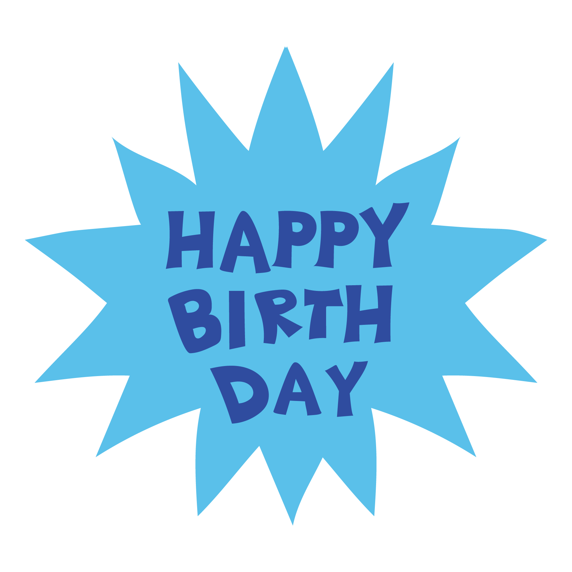 【誕生日】HAPPY BIRTH DAYのロゴ文字イラスト　ブルー