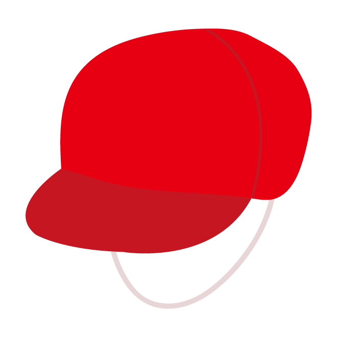 紅白帽 / 赤色（つばあり）の　無料　イラスト
