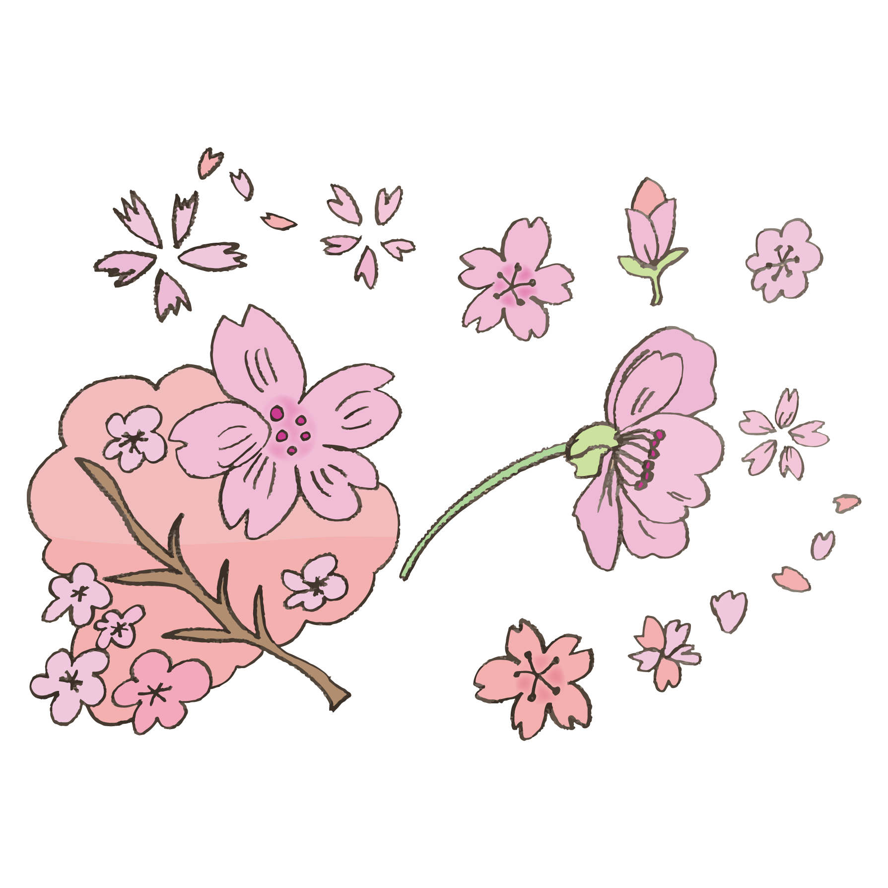 新しいコレクション モノクロ 桜 イラスト 手書き 最高の壁紙のアイデアcahd